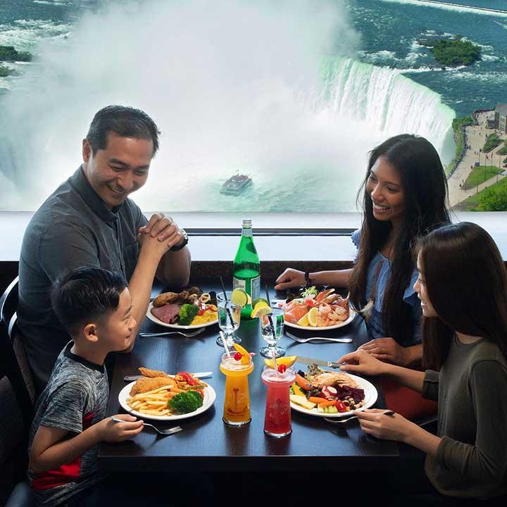 family dining at the Skylon Tower